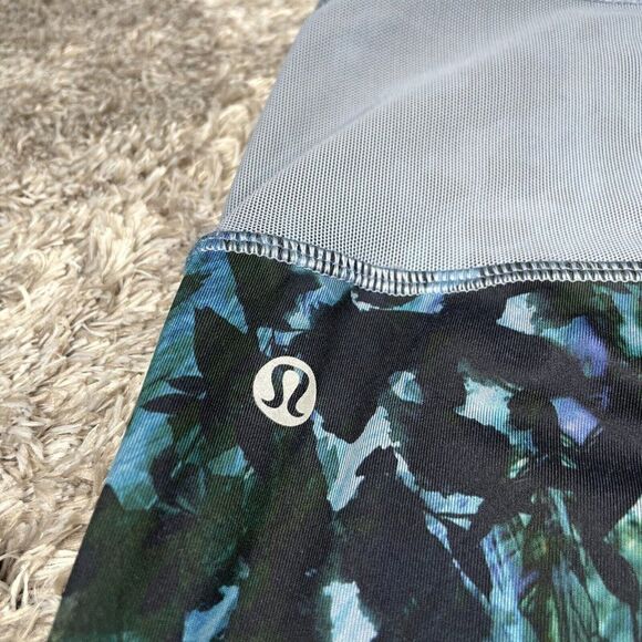 Lululemon Running In The City Mesh Panel Legging Blue Green Floral - Picture 8 of 12